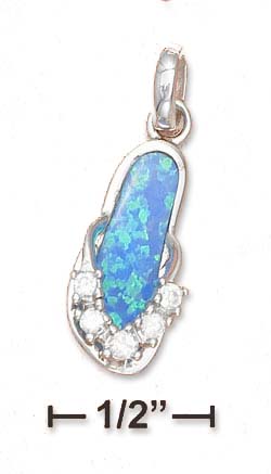 
Sterling Silver Simulated Blue Simulated Opal Flip Flop Charm
