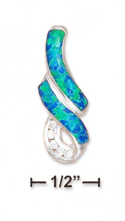 
Sterling Silver Twisted Simulated Blue Simulated Opal Pendant
