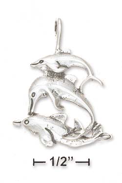 
Sterling Silver Antiqued Triple Stack Dolphin Charm
