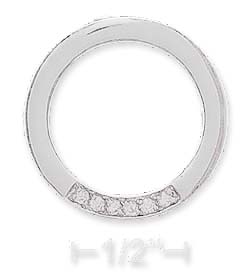 
Sterling Silver 23mm Open Circle Pendant With 6 Cubic Zirconia Set On Footer
