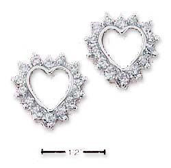 
Sterling Silver Dainty Heart With Cubic Zirconias Post Earrings
