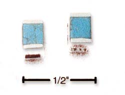 
Sterling Silver Small Simulated Turquoise Block Post Earrings
