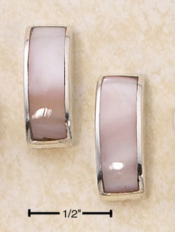 
Sterling Silver Small Convex Pink Simulated Mother of Pearl Post Earrings
