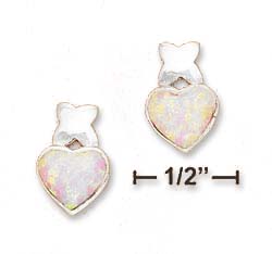 
Sterling Silver 8mm Simulated Pink Simulated Opal Heart KiSterling Silver Post Earrings
