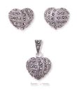 
SS striped Marcasite Heart Post Earring P
