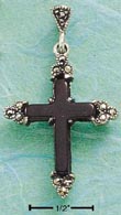 
Sterling Silver Marcasite Tipped Onyx Cro

