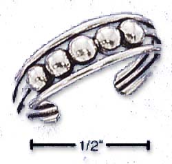 
Sterling Silver Five Beads On Triple Shank Toe Ring
