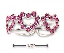 
Sterling Silver Triple Open Pink Cubic Zirconia Hearts Toe Ring
