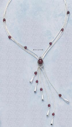 
Sterling Silver 16-20 Inch Expandable LS Necklace Garnet Tassel
