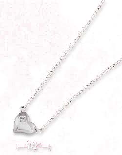 
Sterling Silver 16-17 Inch Adj. Cable necklace Puffed Heart Cubic Zirconias

