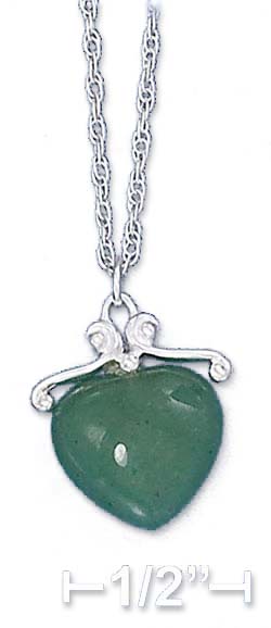 
Sterling Silver 16-18 Inch Adj. Green Aventurine Heart Necklace

