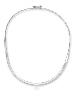 
Sterling Silver 3mm Flat Collar Necklace Hook Closure - 16 Inch
