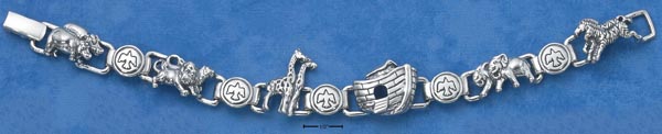 
Sterling Silver 7 Inch Noahs Ark With Peace Doves Link Bracelet
