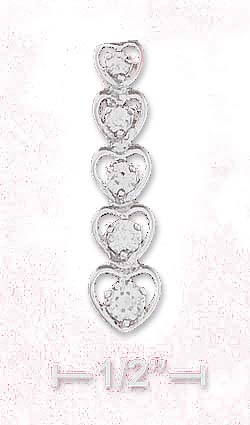 
Sterling Silver 1 Inch straight Line Hearts and 3-5mm Grad. Cubic Zirconias
