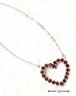
SS 17 Inch Heart Genuine Garnets On Cable
