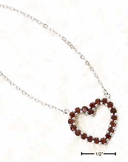 
Sterling Silver 17 Inch Heart Garnets On Cable necklace

