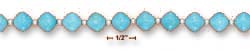 
Sterling Silver 7.5 Inch Diamond Shaped Simulated Turquoise Bead Bracelet
