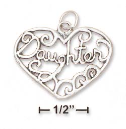 
Sterling Silver Daughter Open Filigree Heart Charm
