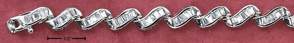 
Sterling Silver 7 Inch Baguette Cubic Zirconia S Link Bracelet
