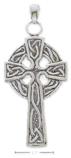 
Sterling Silver Medium Antiqued Celtic Cross Charm
