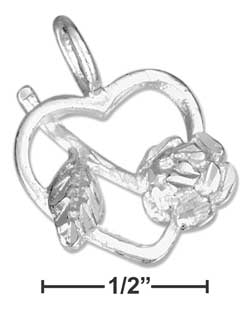 
Sterling Silver DC Open Heart With Full Rose Charm
