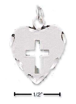 
Sterling Silver DC Heart With Cutout Cross Pendant
