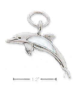 
Sterling Silver Dolphin With Simulated Turquoise Inlay Charm

