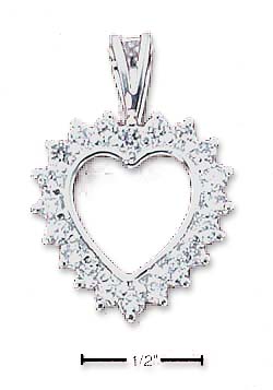 
Sterling Silver Heart Surrounded By Round Cubic Zirconia Charm
