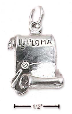 
Sterling Silver Antiqued Open Diploma Scroll Charm
