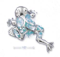 
Sterling Silver Simulated Opal Mosaic Frog Pendant
