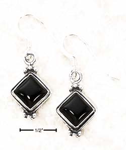 
Sterling Silver Square Simulated Onyx Concho Dangle Earrings
