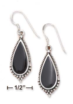 
Sterling Silver Simulated Onyx Teardrop French Wire Earrings
