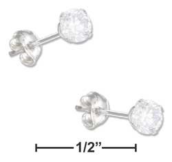 
Sterling Silver 4mm April Cubic Zirconia Post Earrings (Clear)
