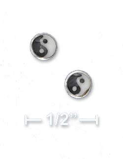 
Sterling Silver Mini Children Yin/Yang Enamel Post Earrings
