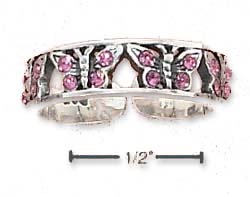 
Sterling Silver Pink Crystals Butterflies Toe Ring
