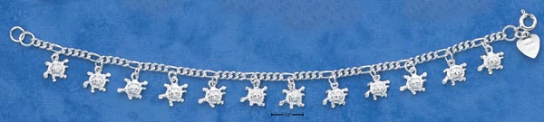 
Sterling Silver 7 Inch Turtle Charm Link Bracelet
