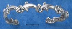 
Sterling Silver Multi Dolphins Swimming Through The Water Cuff
