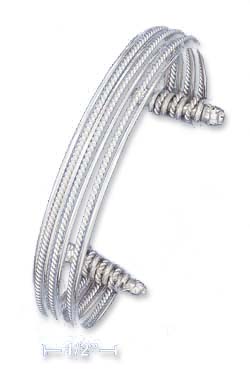 
Sterling Silver Cuff Comprised Of Plain Twist Bangle Bracelets
