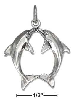 
Sterling Silver Two Dolphins Touching Noses Charm
