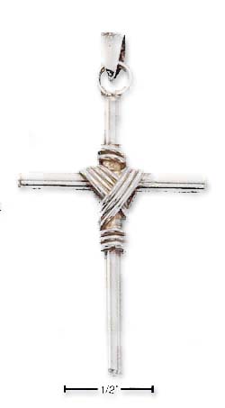 
Sterling Silver Tubular Cross Pendant With Roping
