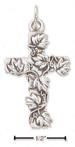 
Sterling Silver Fancy Branch and Leaf Cross Charm
