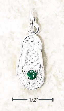 
Sterling Silver May Cubic Zirconia Birthstone Flip Flop Charm
