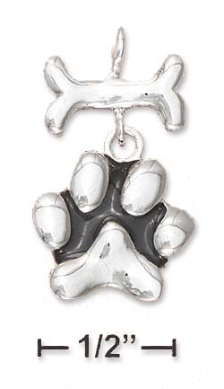 
Sterling Silver Dog Bone Dangling Paw-print Charm
