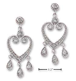 
Sterling Silver Cubic Zirconia Heart Chandelier Post Earrings

