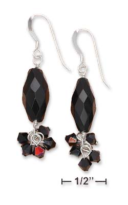 
Sterling Silver 8x15mm Faceted Simulated Onyx Bead Earrings
