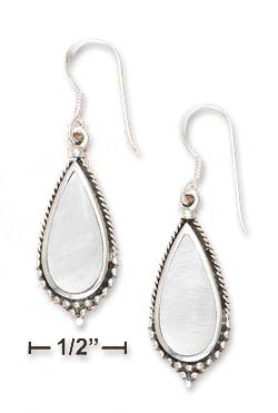 
Sterling Silver Simulated Mother of Pearl Teardrop French Wire Earrings
