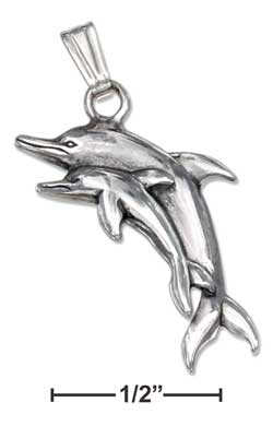 
Sterling Silver Satin DC Dolphin With Baby Charm
