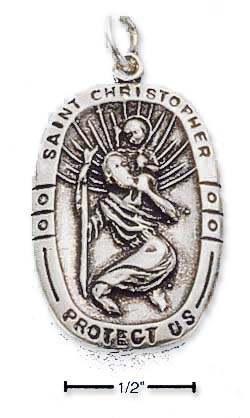 
Sterling Silver Large Oval St. Christopher Medal
