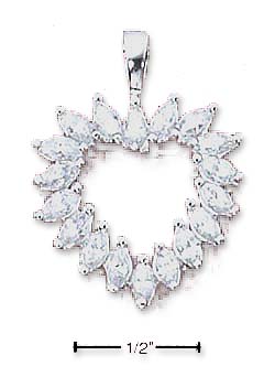 
Sterling Silver Multiple Marquise Cubic Zirconia Heart Charm
