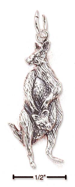
Sterling Silver Antiqued Kangaroo and Baby Charm
